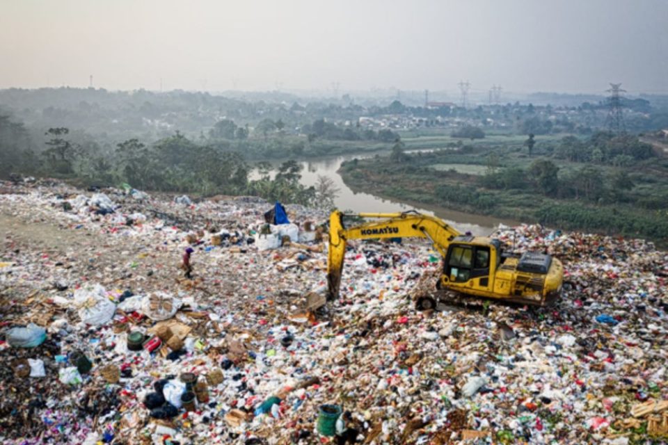 Landfill by a river