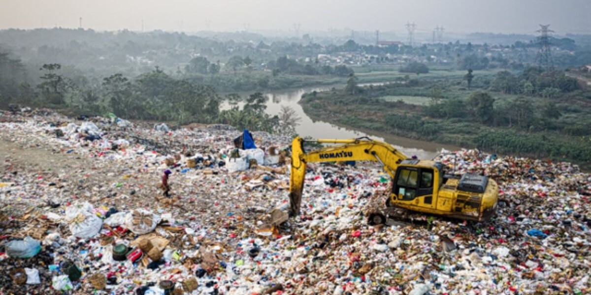 Landfill by a river