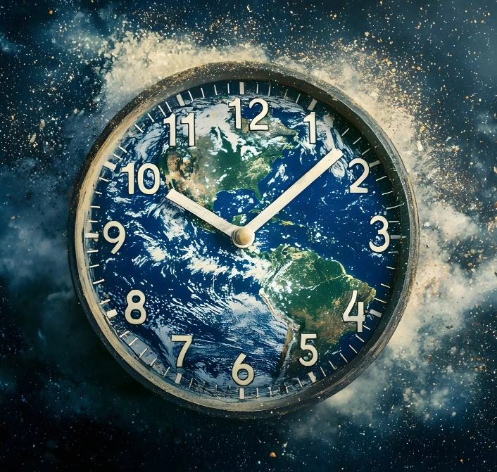 clock overlay of the earth